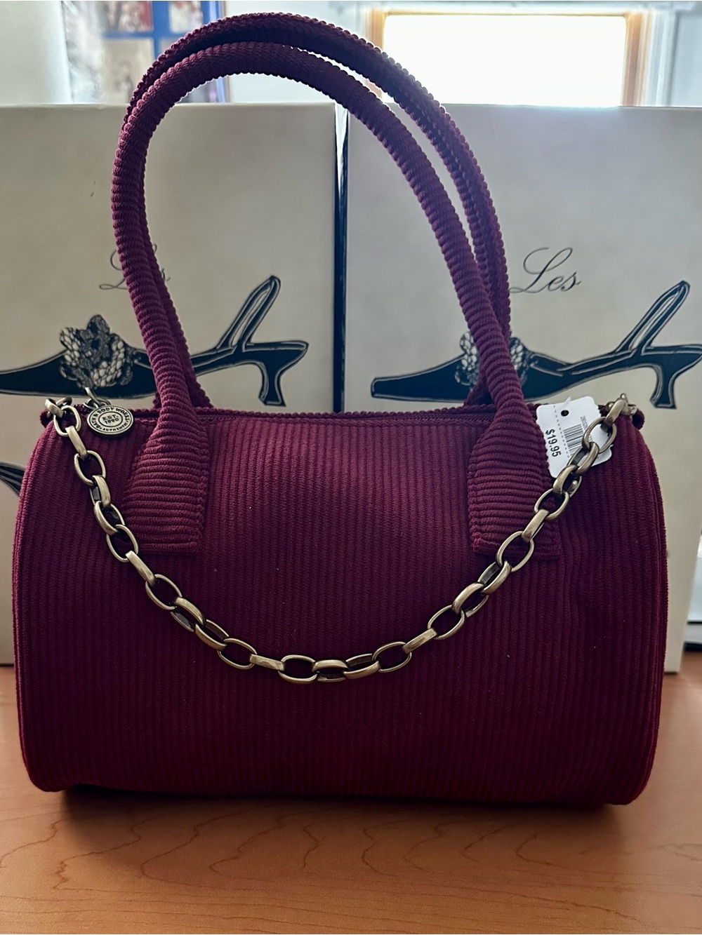 Womens Ribbed Burgundy Handbag SOLD OUT